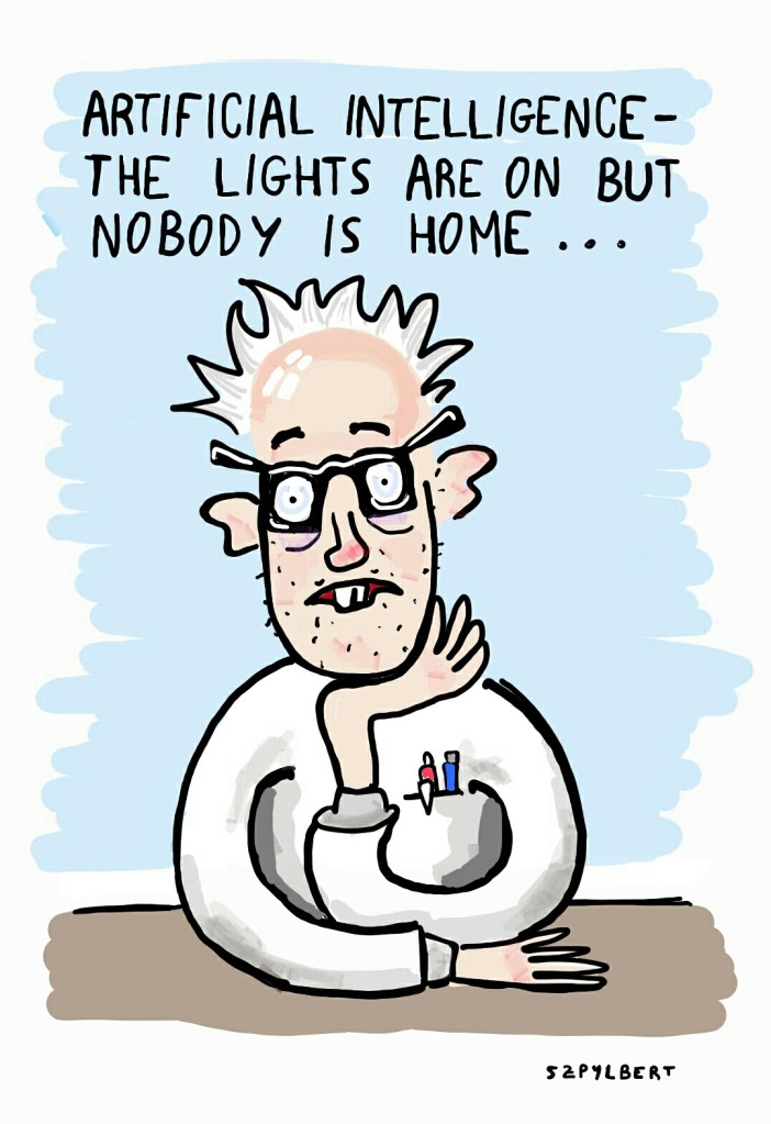 Szpylbert cartoon about AI science