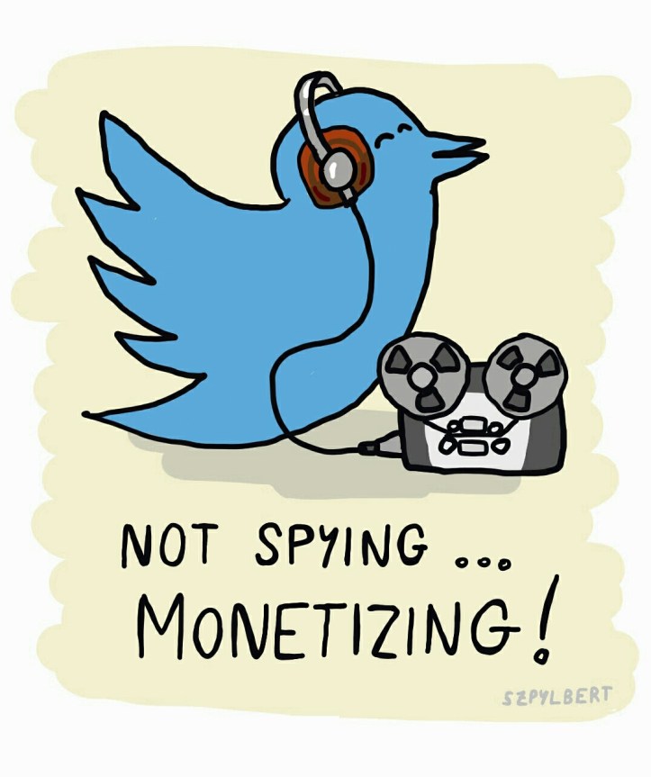 Szpylbert cartoon about Twitter 's spying