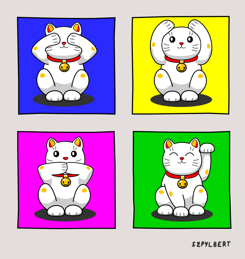 Szpylbert cartoon cat motif