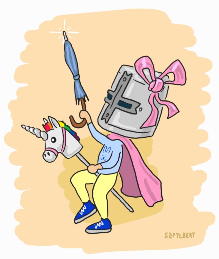Szpylbert cartoon of knight Tina
